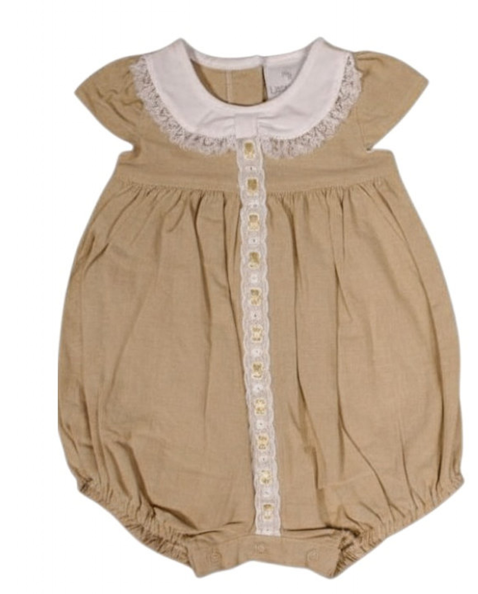 My Little Chick 2120-6251 5035320162515 ML2120-6251T Linen  "Lace" Romper (Nb-6m)