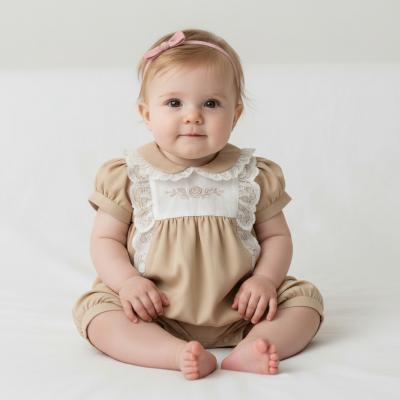 ML2120-6252-T  Linen  "Flower" Romper  (Nb-6m)