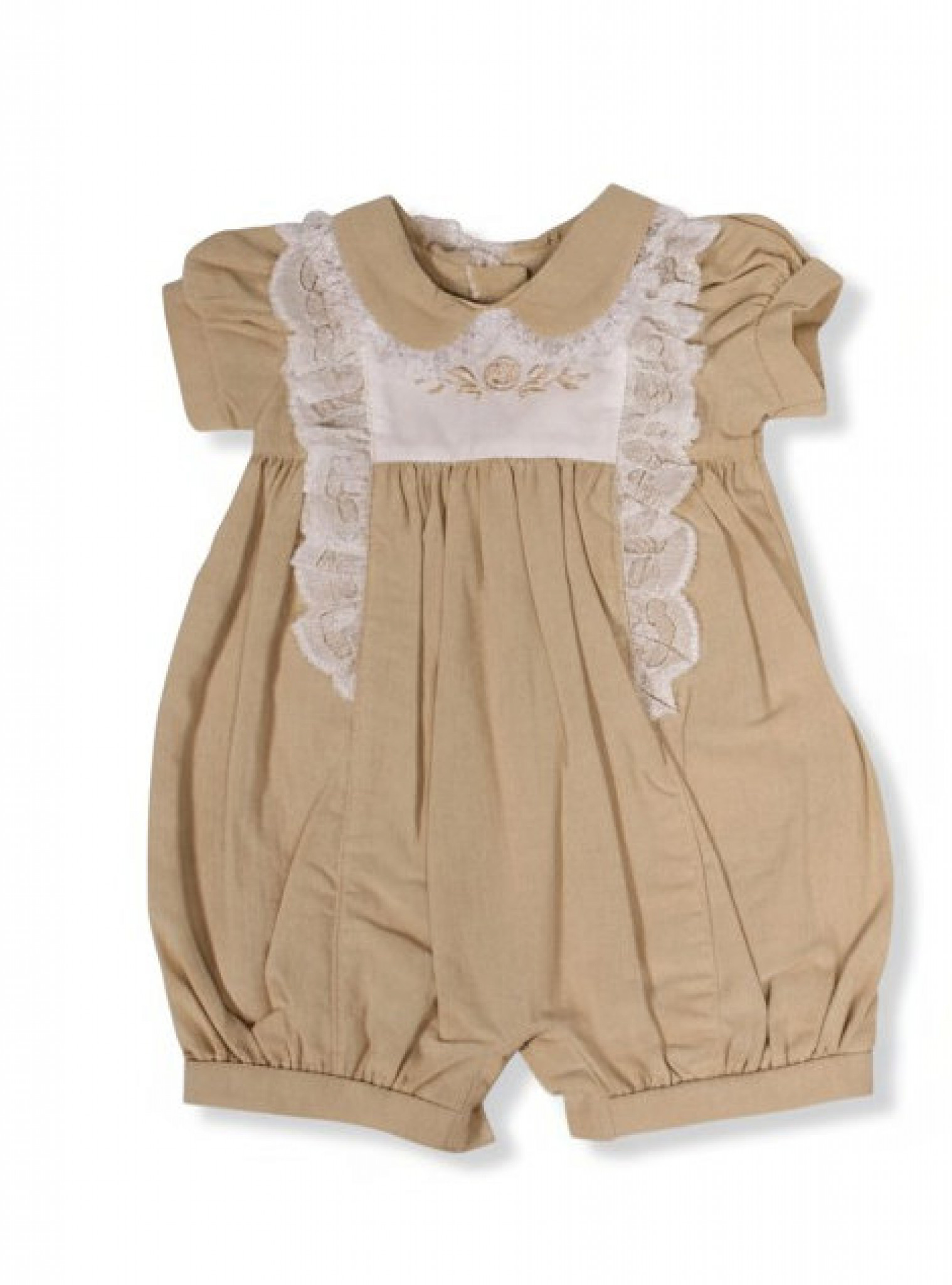 My Little Chick 2120-6252 5035320162522 ML2120-6252T Linen  "Flower" Romper (Nb-6m)