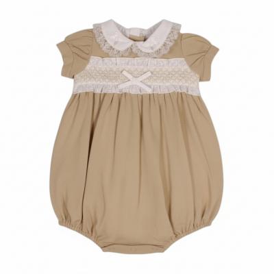 My Little Chick 2120-6253 5035320162539 ML2120-6253T Linen  "Smocked " Romper (Nb-6m)