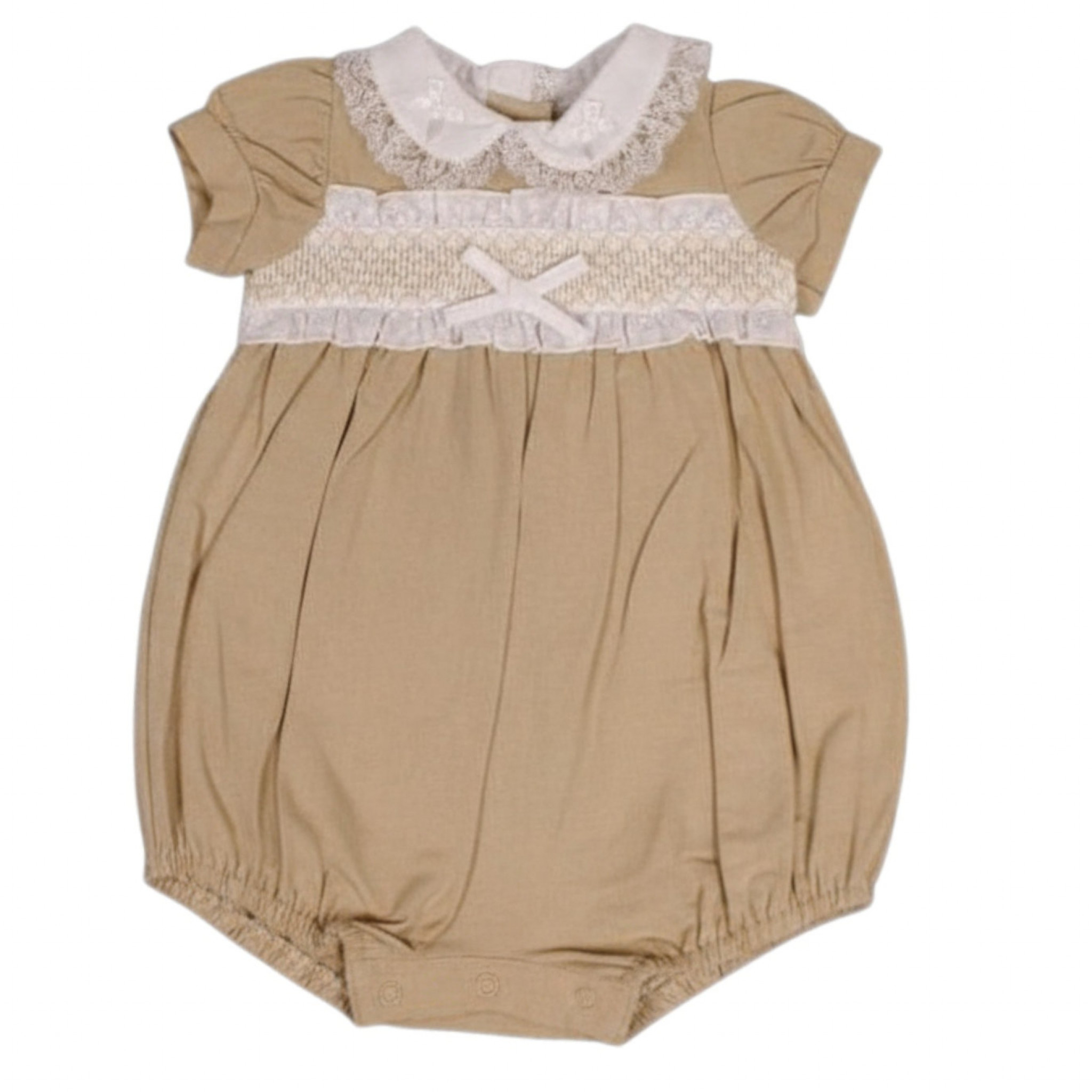 My Little Chick 2120-6253 5035320162539 ML2120-6253T Linen  "Smocked " Romper (Nb-6m)