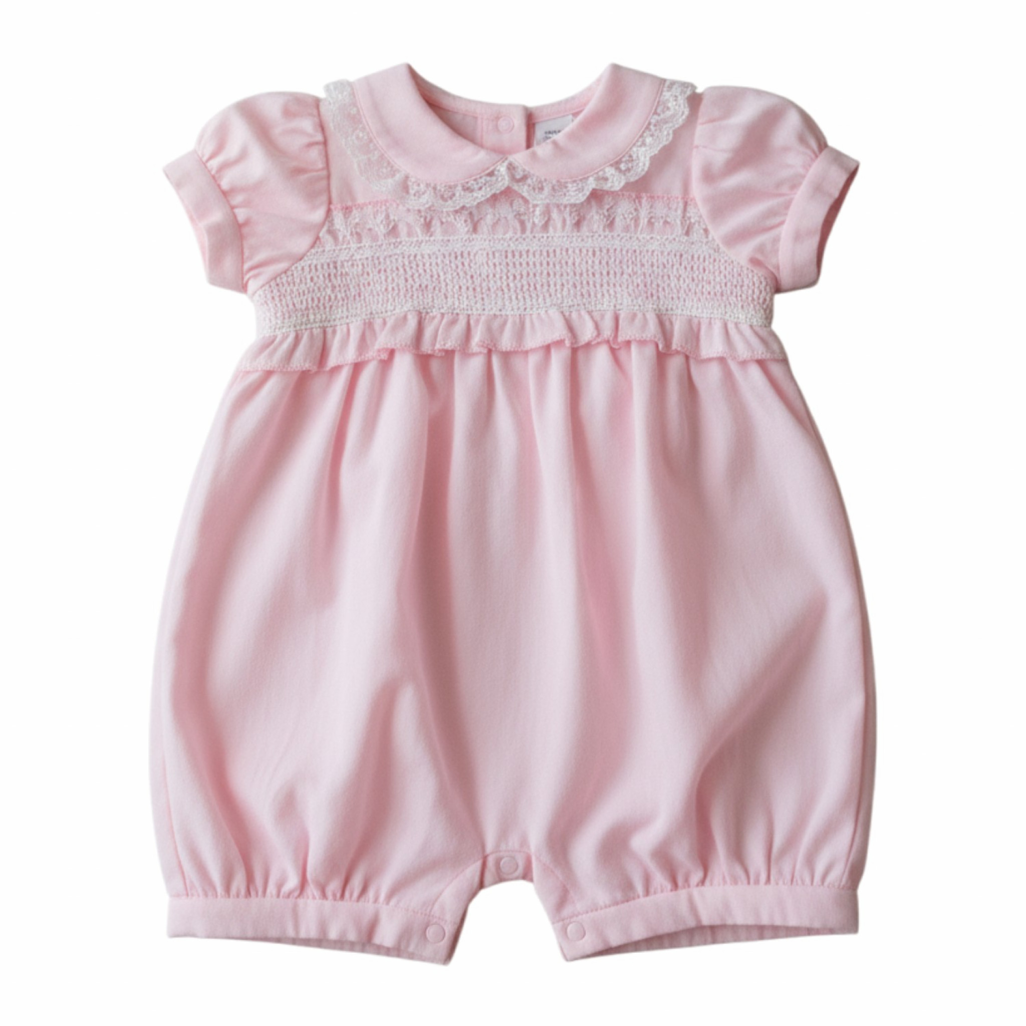 My Little Chick 2120-6256 5035320162560 ML2120-6256P Smocked Lace Romper (NB-6m)