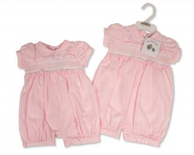 My Little Chick 2120-6256 5035320162560 ML2120-6256P Smocked Lace Romper (NB-6m)