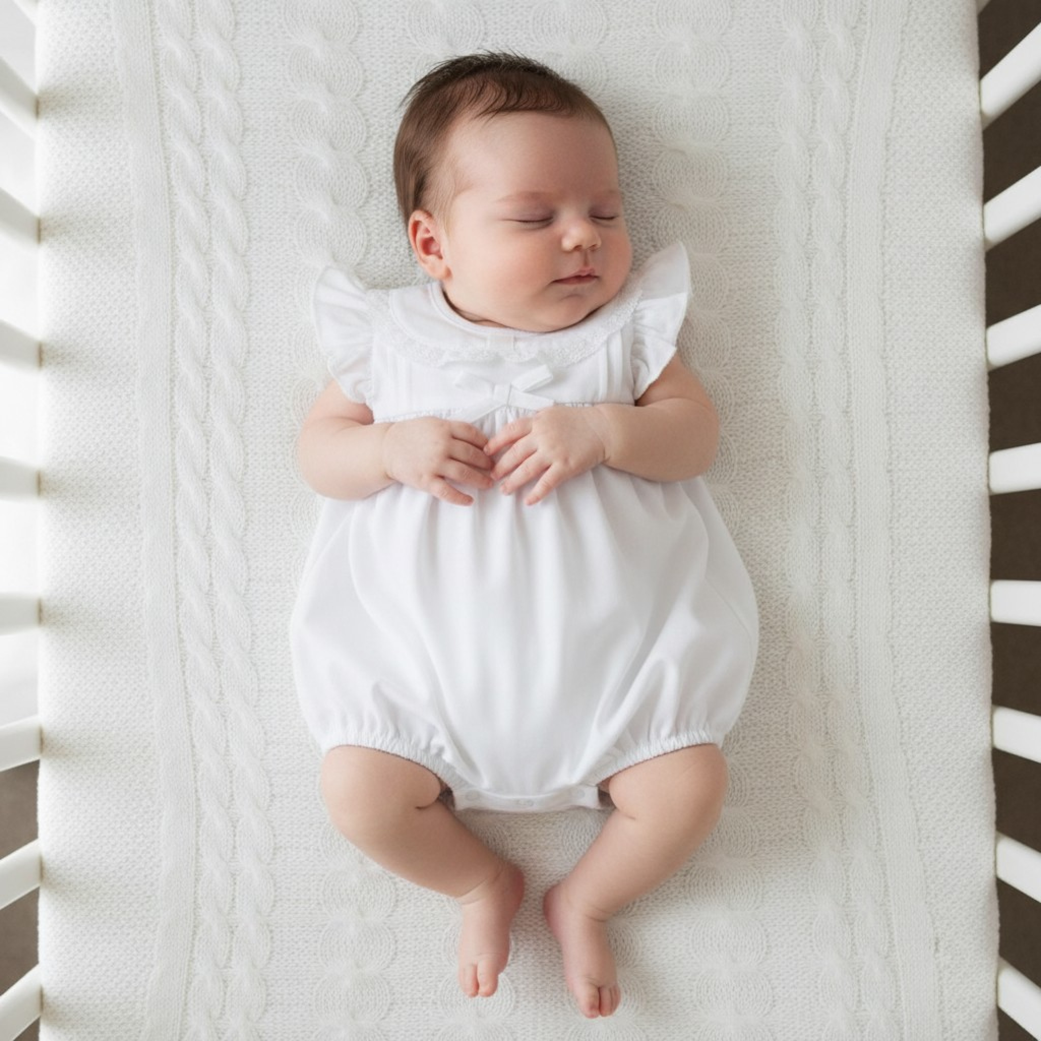 My Little Chick 2120-6257 5035320162577 ML2120-6257-W Lace and Bow Romper (NB-6m)