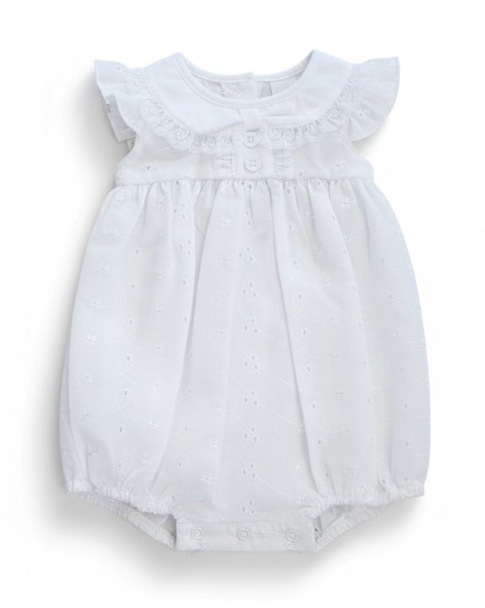 My Little Chick 2120-6258 5035320162584 ML2120-6258W Broderie Anglaise Romper (NB-6m)