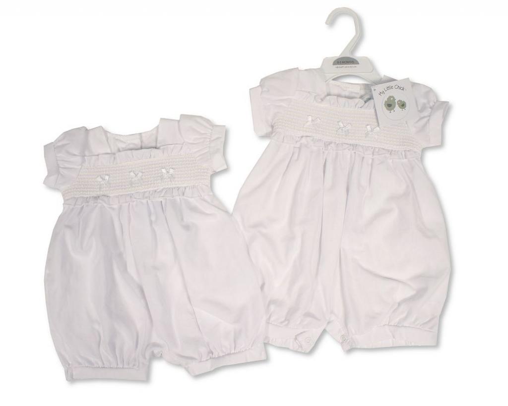 My Little Chick 2120-6259 5035320162591 ML2120-6259 Smocked Bow Romper (NB-6m)