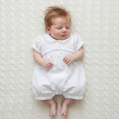 ML2120-6260-W  Lace Trim Romper  (NB-6m)