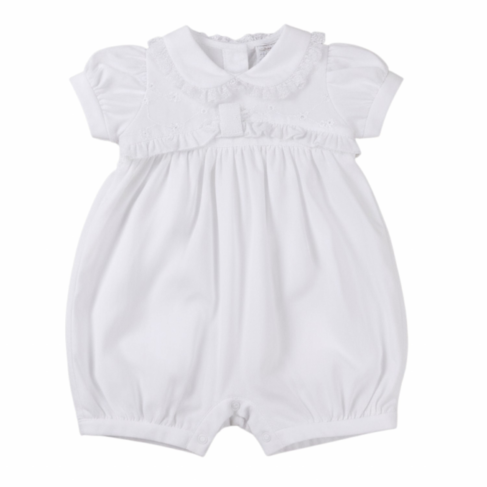 My Little Chick 2120-6260 5035320162607 ML2120-6260W Lace Trim Romper (NB-6m)