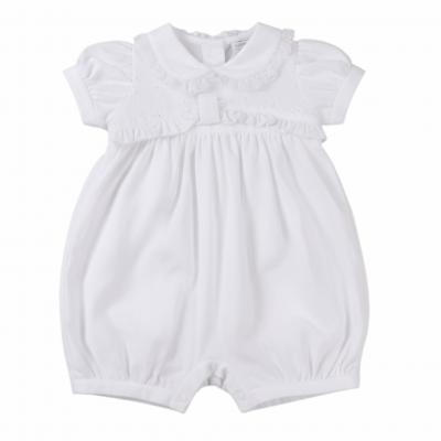 My Little Chick 2120-6260 5035320162607 ML2120-6260-W Lace Trim Romper (NB-6m)
