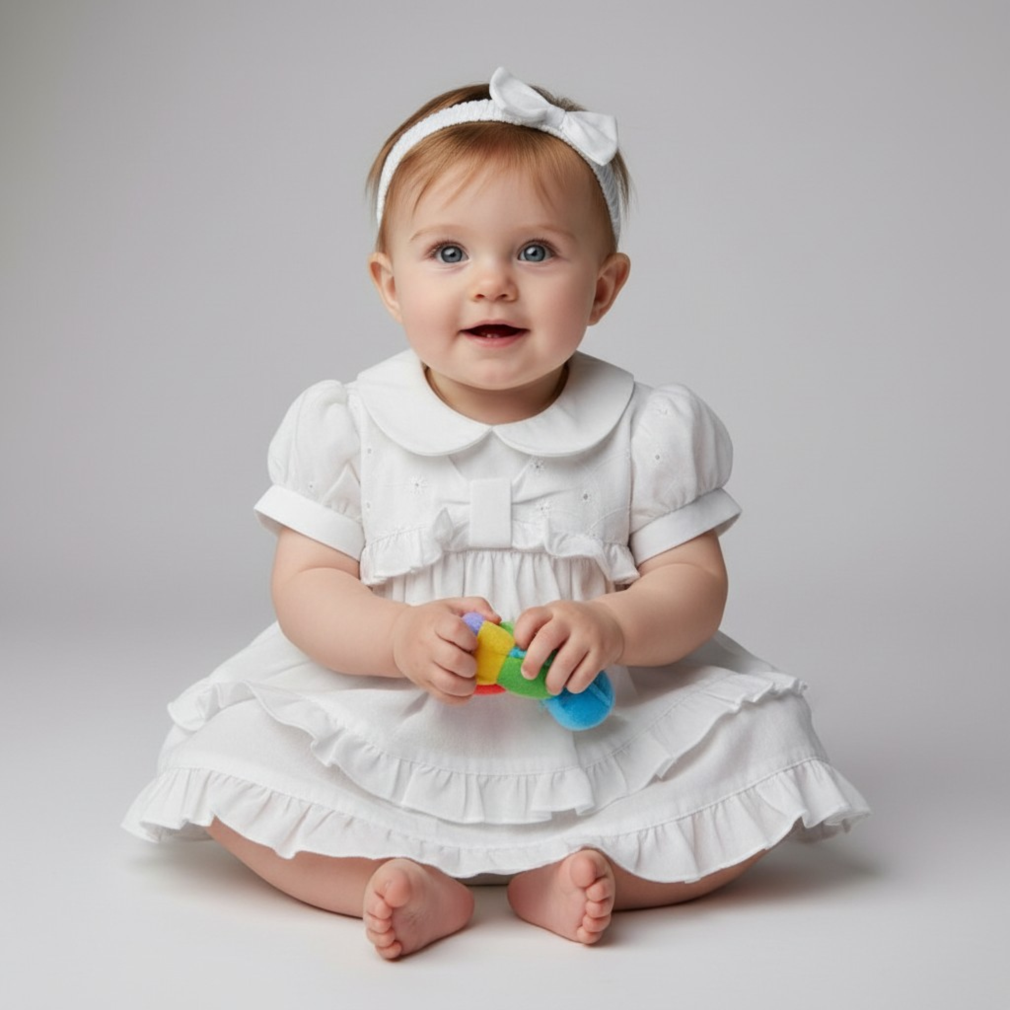 My Little Chick 2120-6265 5035320162651 ML2120-6265-W Broderie Anglaise "Ruffle" Dress Set (Nb - 6m)