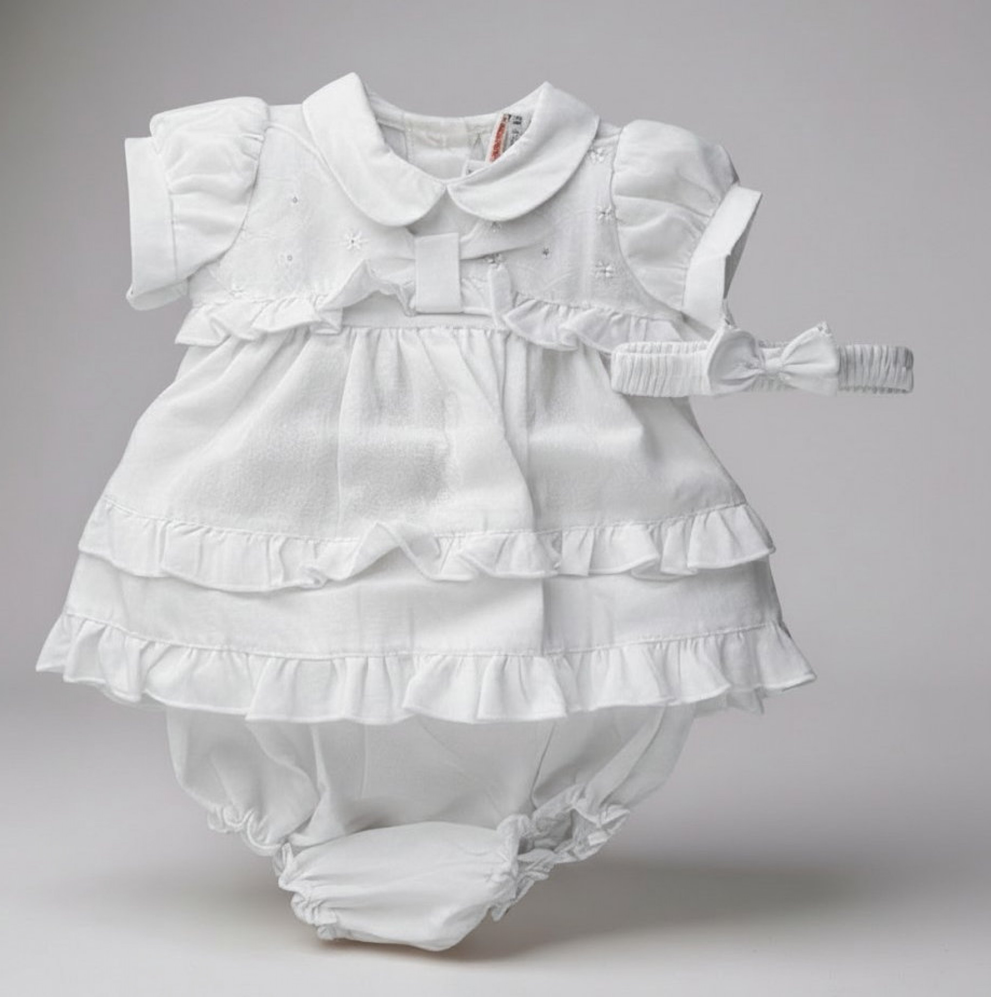 My Little Chick 2120-6265 5035320162651 ML2120-6265W Broderie Anglaise "Ruffle" Dress Set (Nb - 6m)