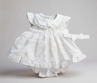 My Little Chick 2120-6267 5035320162676 ML2120-6267-W Broderie Anglaise   Dress Set (Nb - 6m)