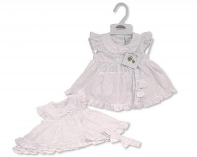 My Little Chick 2120-6267 5035320162676 ML2120-6267W Broderie Anglaise   Dress Set (Nb - 6m)