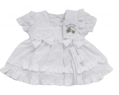 ML2120-6268W  Broderie Anglaise "Bows" Dress Set  (NB - 6m)