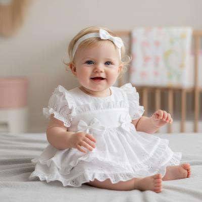 ML2120-6268w  Broderie Anglaise "Bow" Dress Set  (NB-6m)