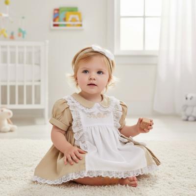 ML2120-6277Tp  Linen "Lace and Rose" Dress Set  (6-24m)