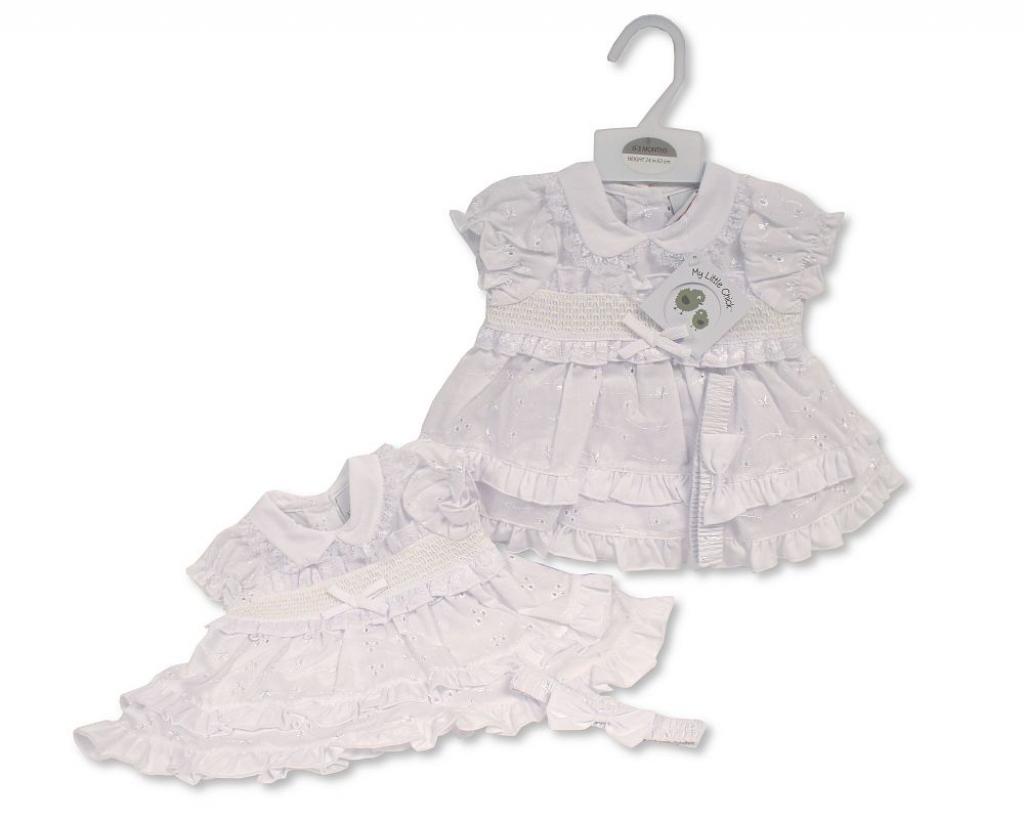 My Little Chick 2120-6278 5035320162782 ML2120-6278 Broderie Anglaise "Ruffle" Dress Set (6-24m)