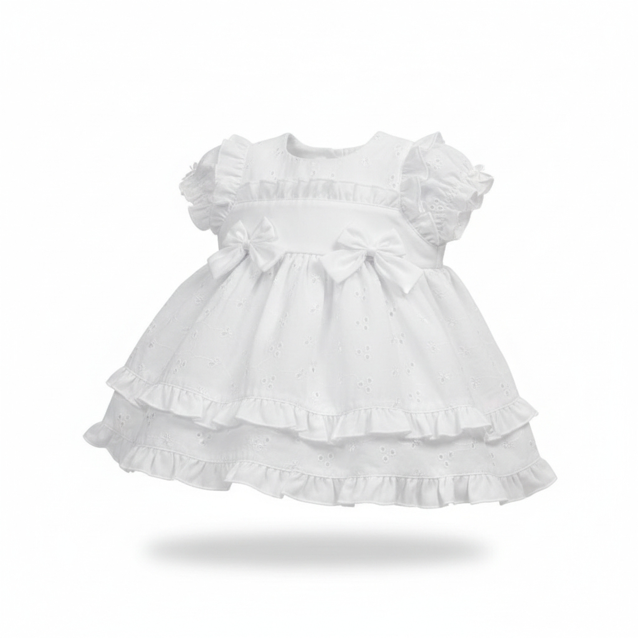 My Little Chick 2120-6279 5035320162799 ML2120-6279-W Broderie Anglaise "Bows" Dress Set (6-24m)