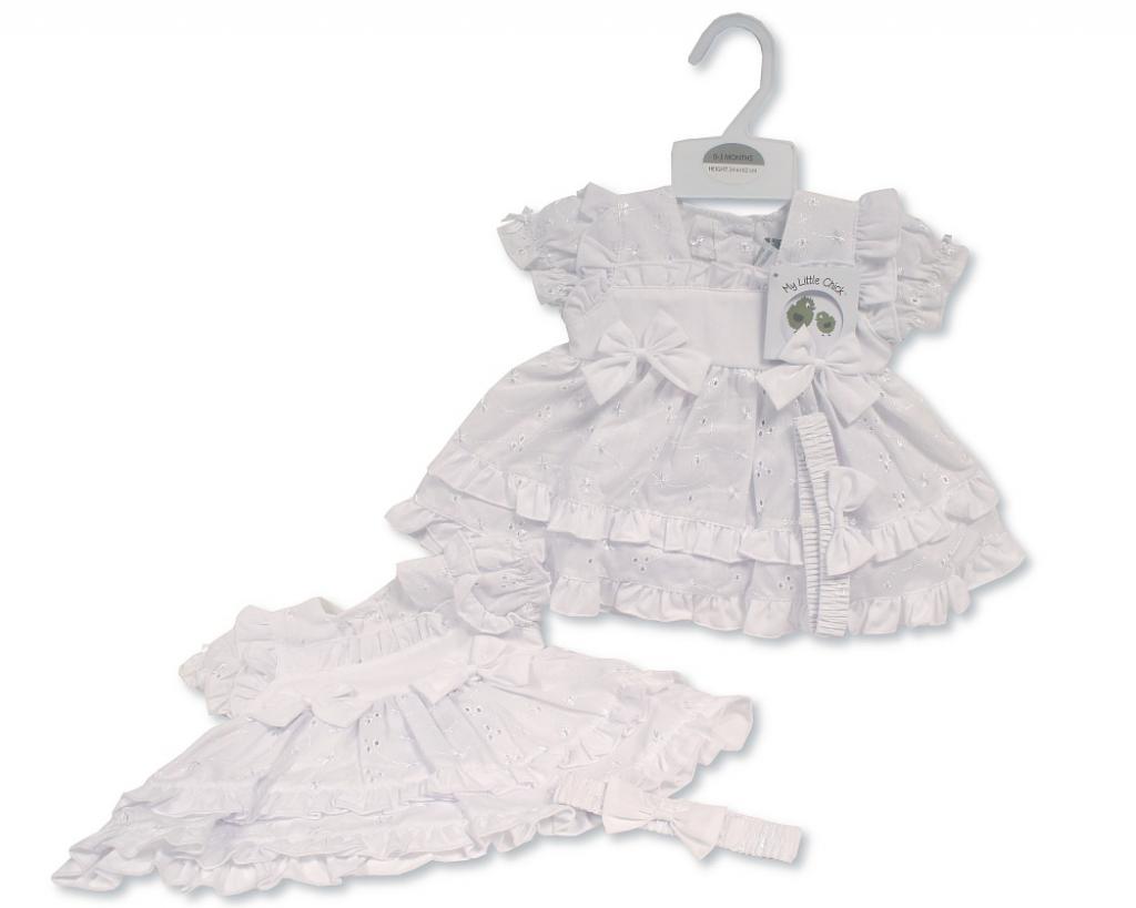 My Little Chick 2120-6279 5035320162799 ML2120-6279 Broderie Anglaise "Bows" Dress Set (6-24m)