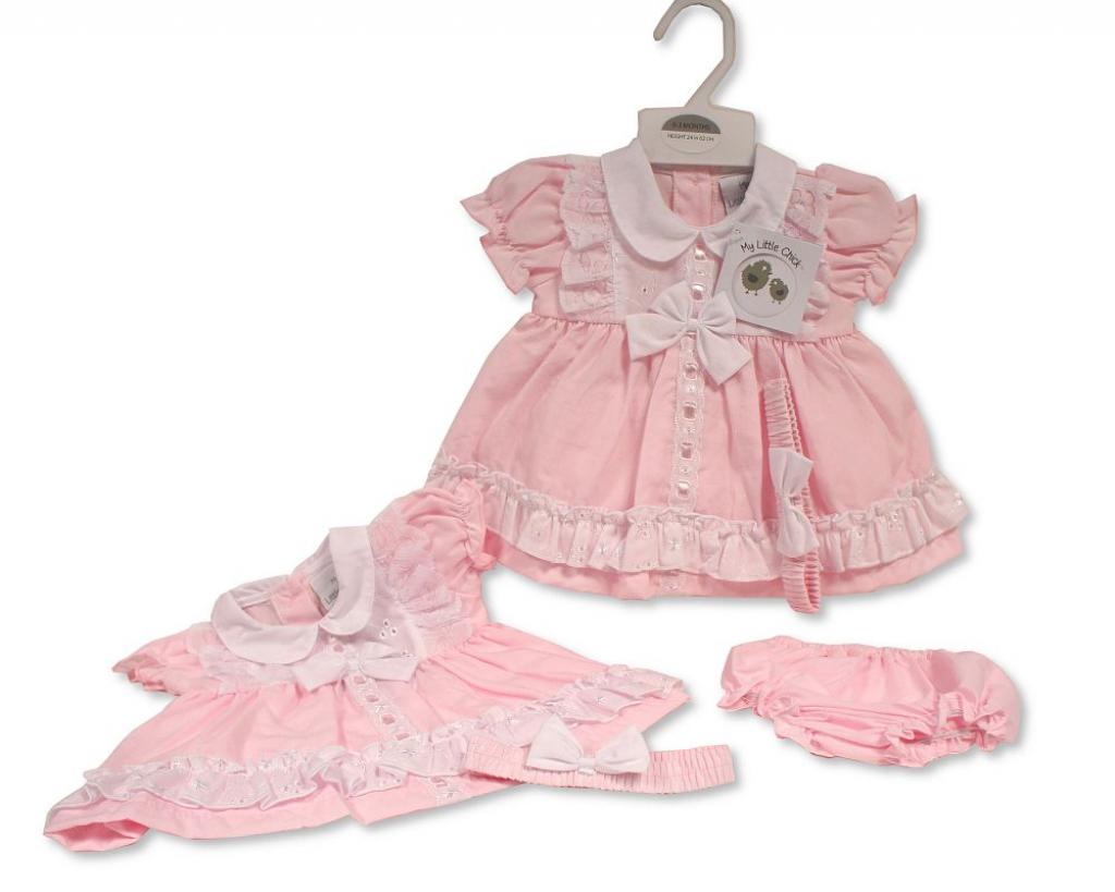 My Little Chick 2120-6280 5035320162805 ML2120-6280  Dress Set with Broderie Lace (6-24m)