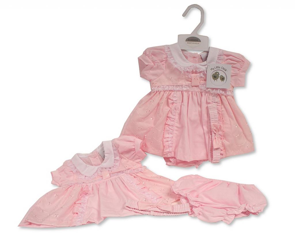 My Little Chick 2120-6281 503532062812 ML2120-6281 Broderie Anglaise Dress Set (6-24m)