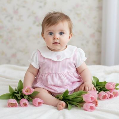 ML2120-6286-P  Striped "Bunny" Romper  (Newborn - 6 months)