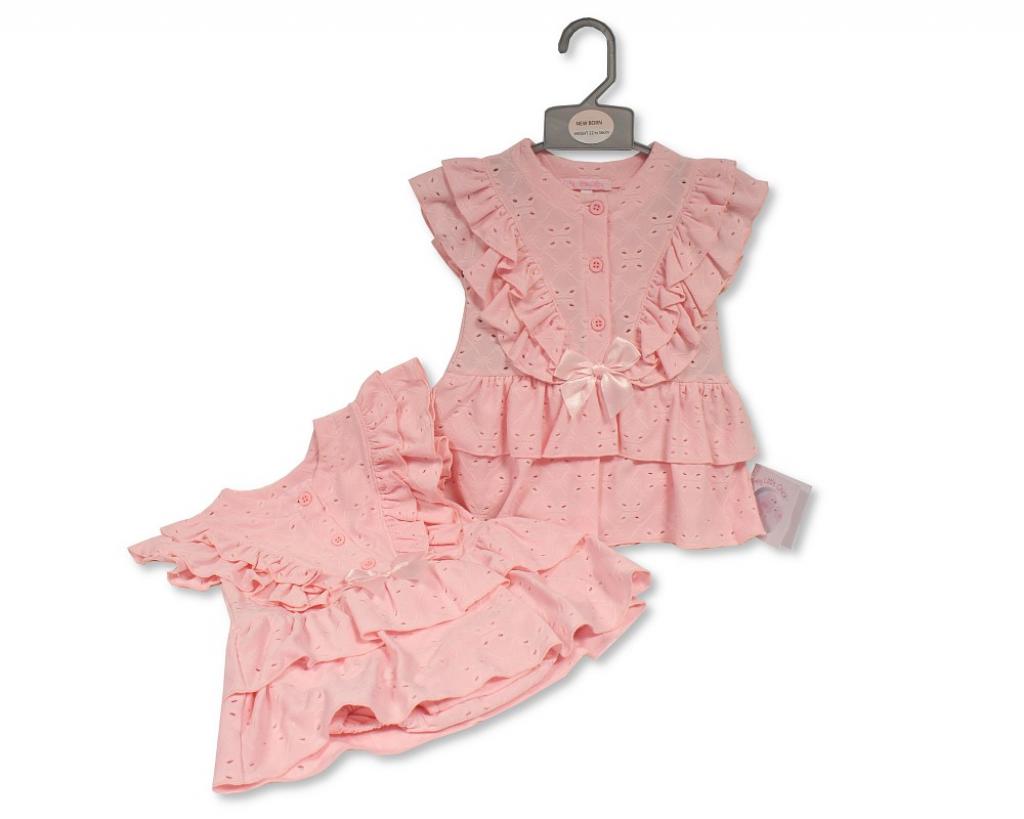 My Little Chick Bis-2120-6287 5035320162874 ML2120-6287 Broderie Anglaise Tiered Romper Dress (NB-6m)