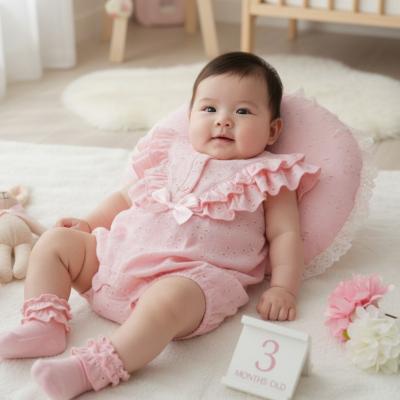 ML2120-6288-P  Broderie Anglaise Romper  (Newborn - 6 months)