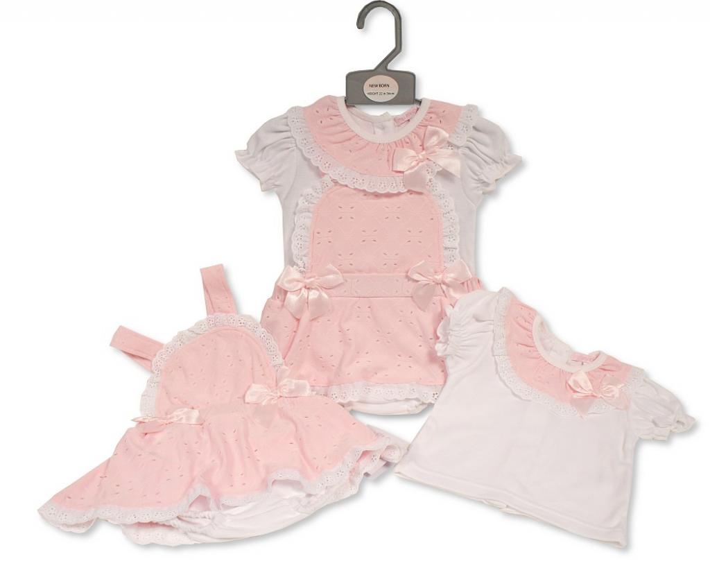 My Little Chick Bis-2120-6288 5035320162898 ML2120-6289 Broderie Anglaise Pinafore Set (Newborn - 6 months)