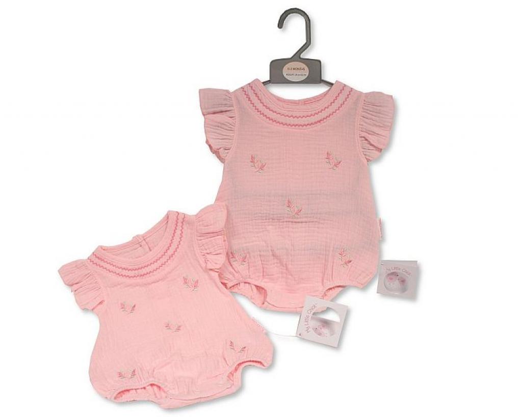 My Little Chick Bis-2120-6290 5035320162904 ML2120-6290 "Flowers" Muslin Romper (Newborn - 6 months)