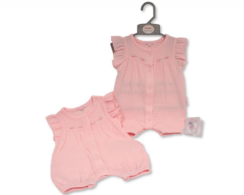 My Little Chick Bis-2120-6292 5035320162928 ML2120-6292 "Flowers" Muslin Romper (Newborn - 6 months)