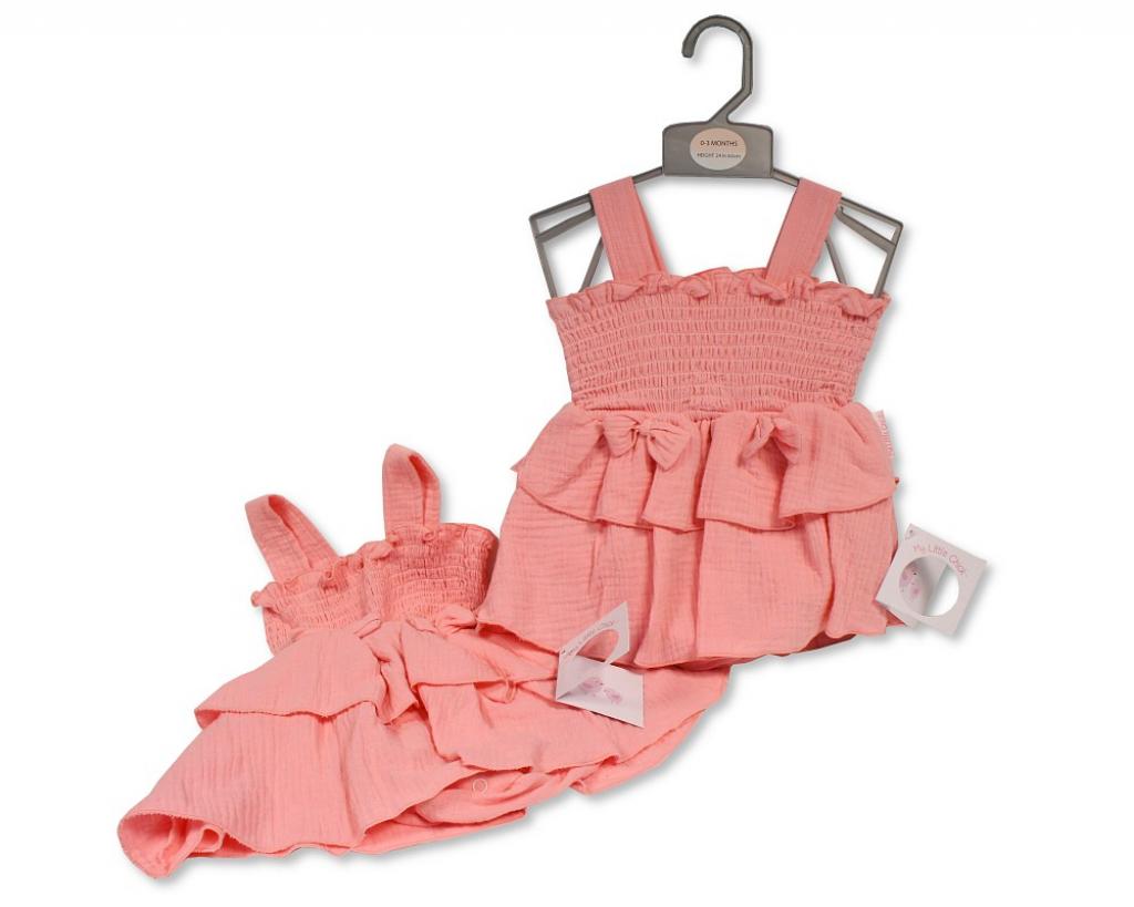 My Little Chick Bis-2120-6293 5035320162935 ML2120-6293 Smocked "Bows" Muslin Dress (Newborn - 6 months)