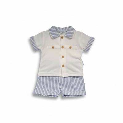 ML2120-6305B Oxford Stripe Shorts Set (NB-6 months)