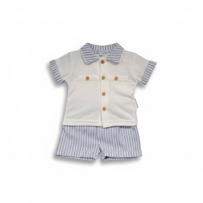 My Little Chick Bis-2120-6305 5035320163055 ML2120-6305-B Oxford Stripe Shorts Set (NB-6 months)
