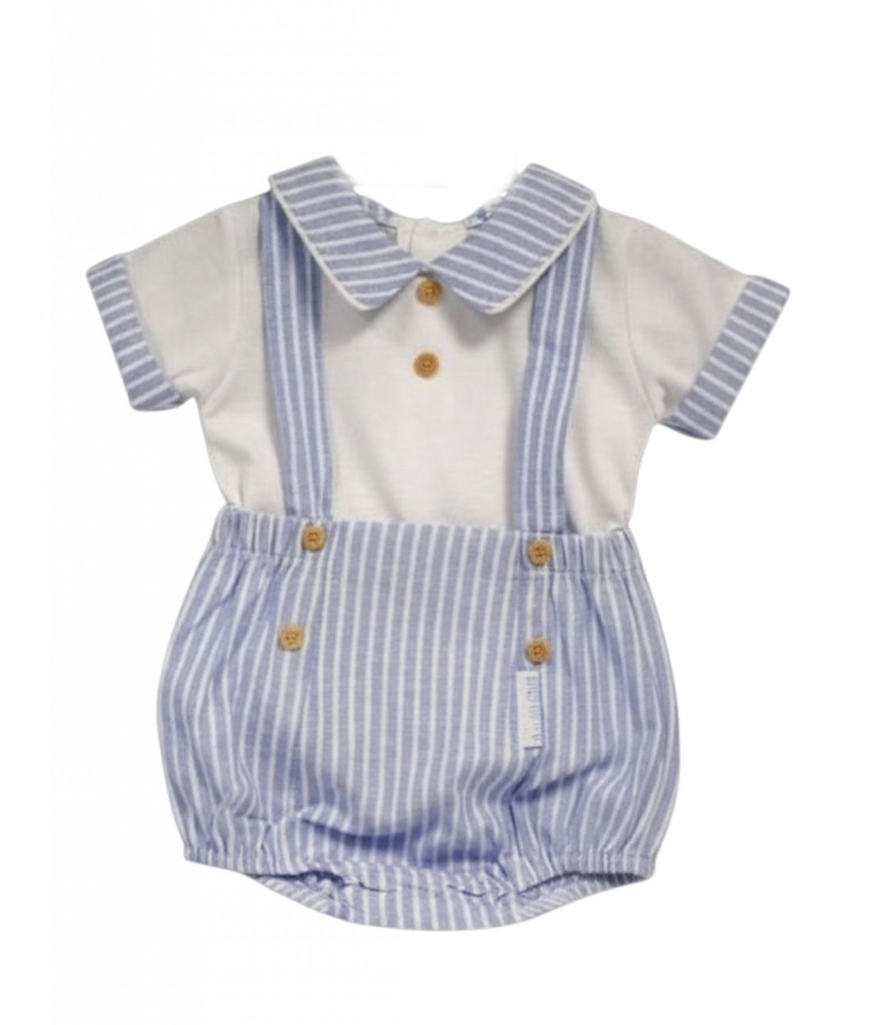 My Little Chick Bis-2120-6307 5035320163079 ML2120-6307S Oxford Stripe Short Dungaree Set (NB-6 months)