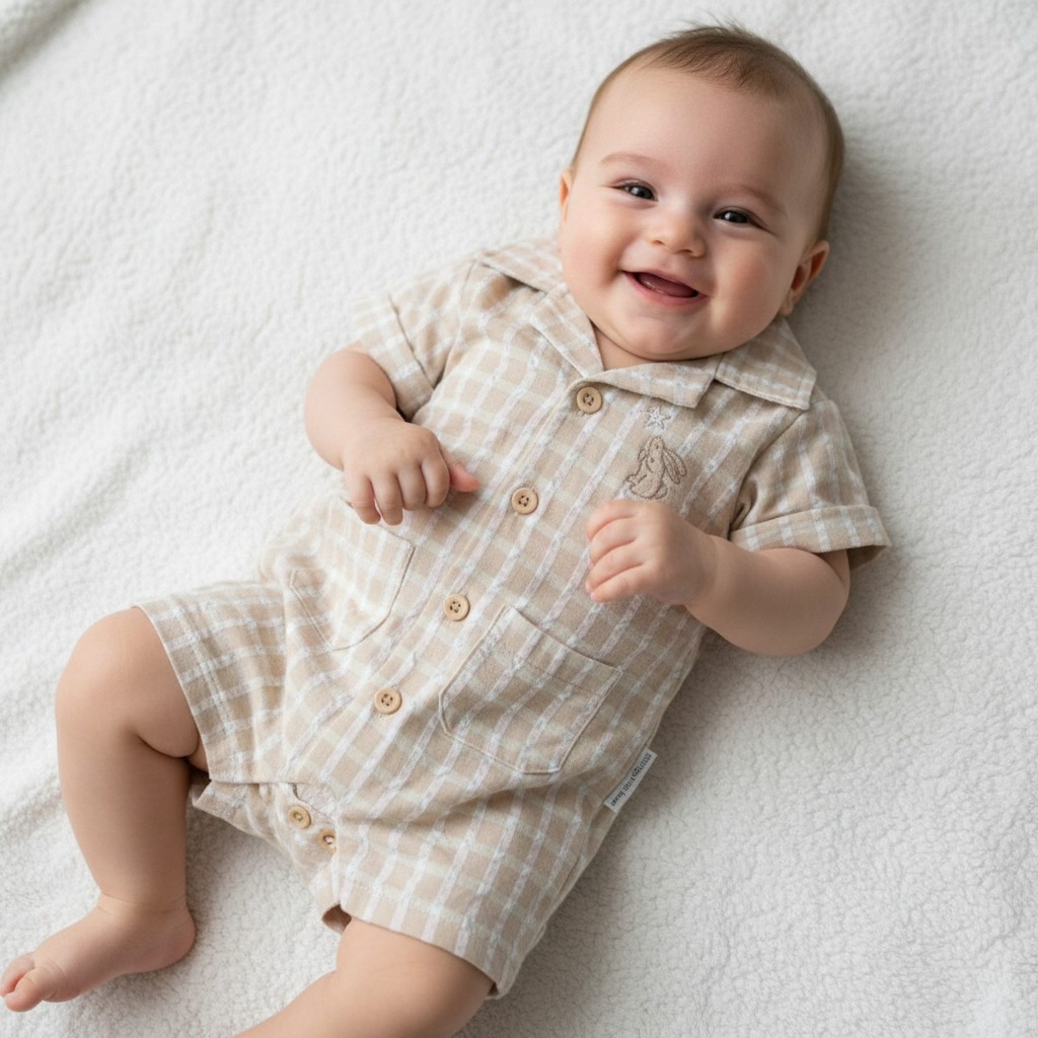 My Little Chick Bis-2120-6309 5035320163093 ML2120-6309-T Checked Romper (NB-6 months)