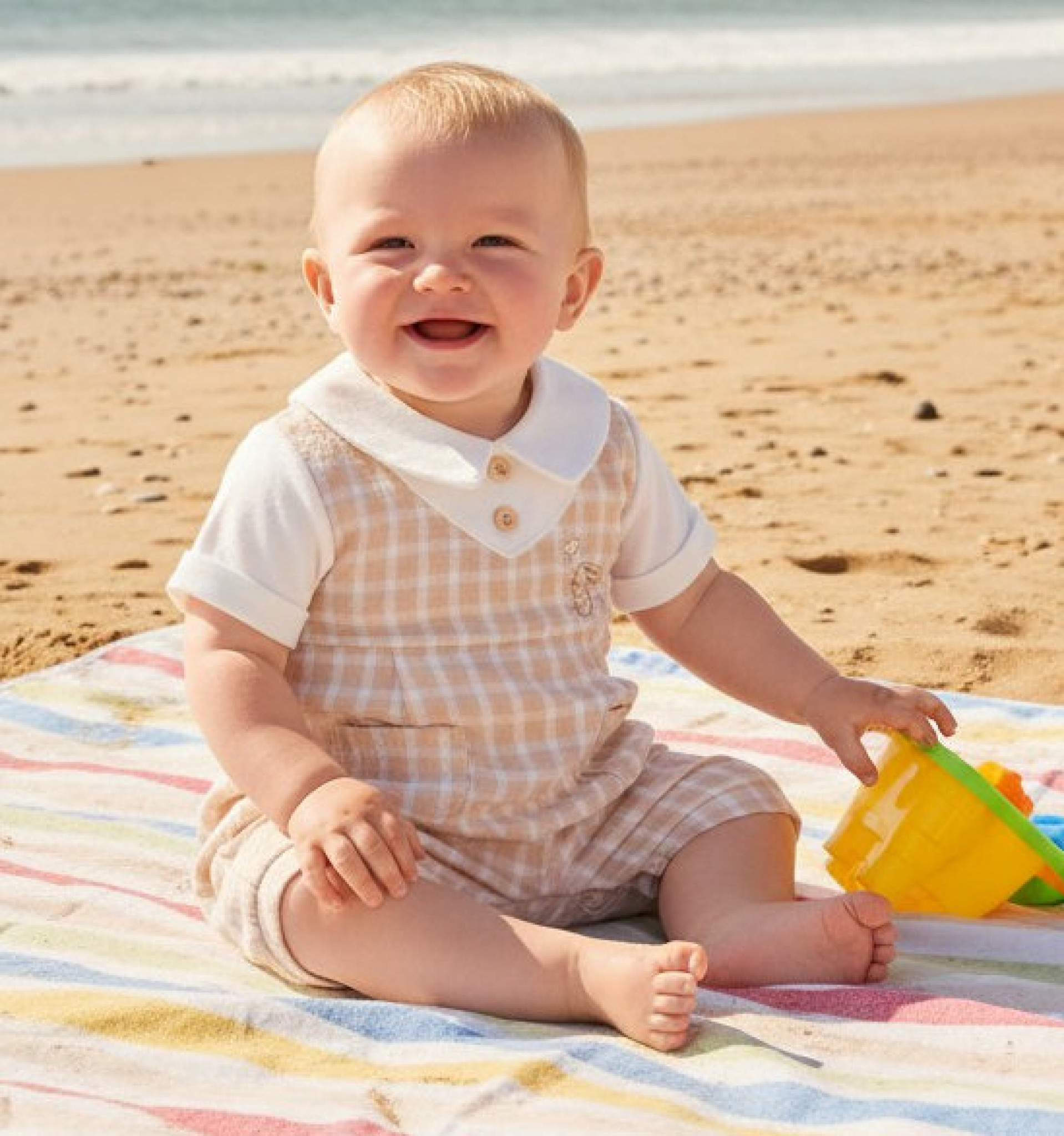 My Little Chick Bis-2120-6310 5035320163109 ML2120-6310T Checked Romper (NB-6 months)