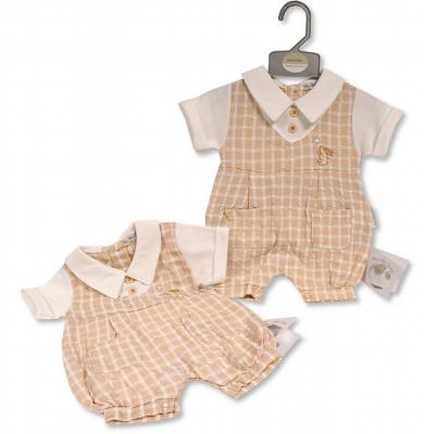 My Little Chick Bis-2120-6310 5035320163109 ML2120-6310-T Checked Romper (NB-6 months)