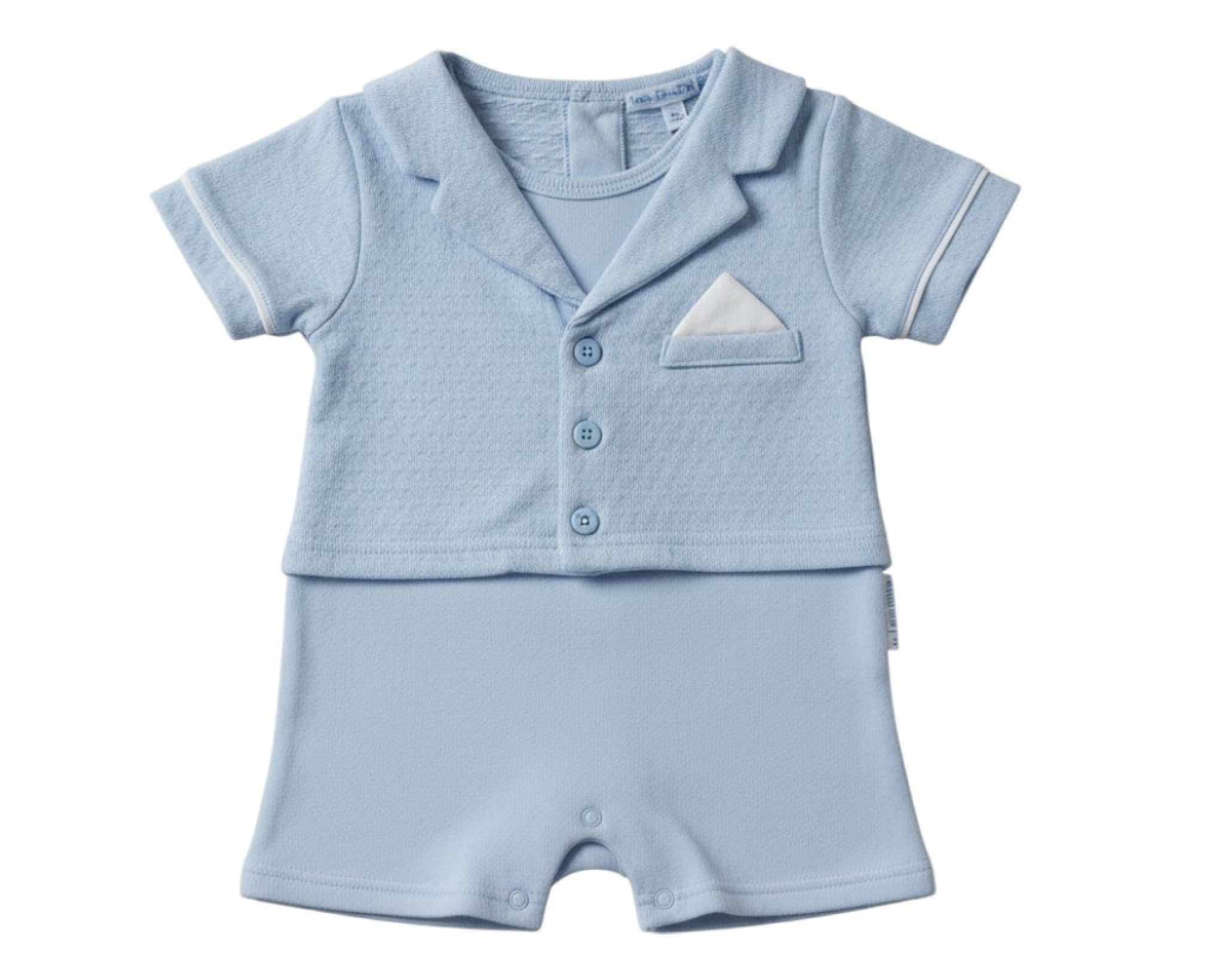 My Little Chick Bis-2120-6317 5003532016316 ML2120-6316S Dobby Dot Faux Jacket Romper (NB-6 months)