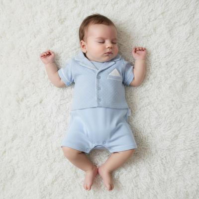 ML2120-6316  Dobby Dot Faux Jacket Romper  (NB-6 months)