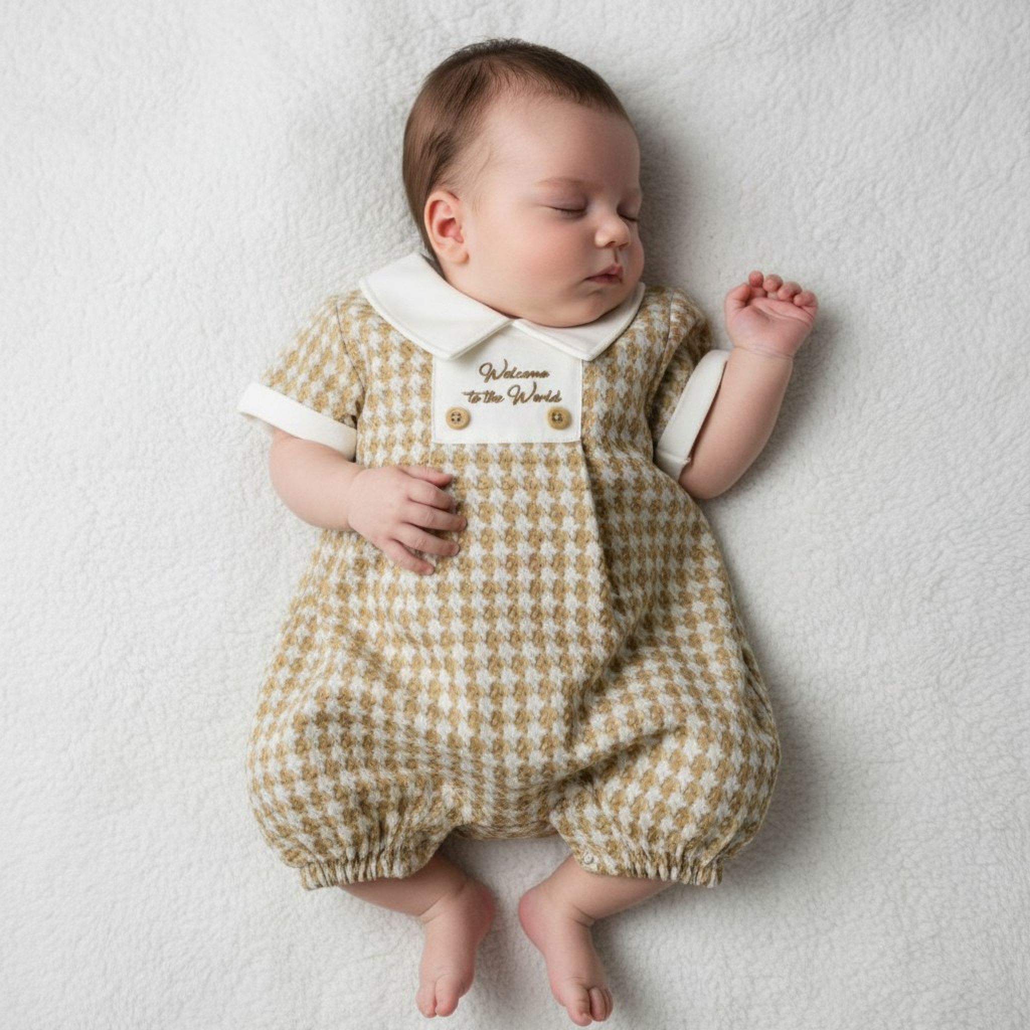 My Little Chick Bis-2120-6322 5035320163222 ML2120-6322-T "Welcome" Dogtooth Romper (NB-6 months)