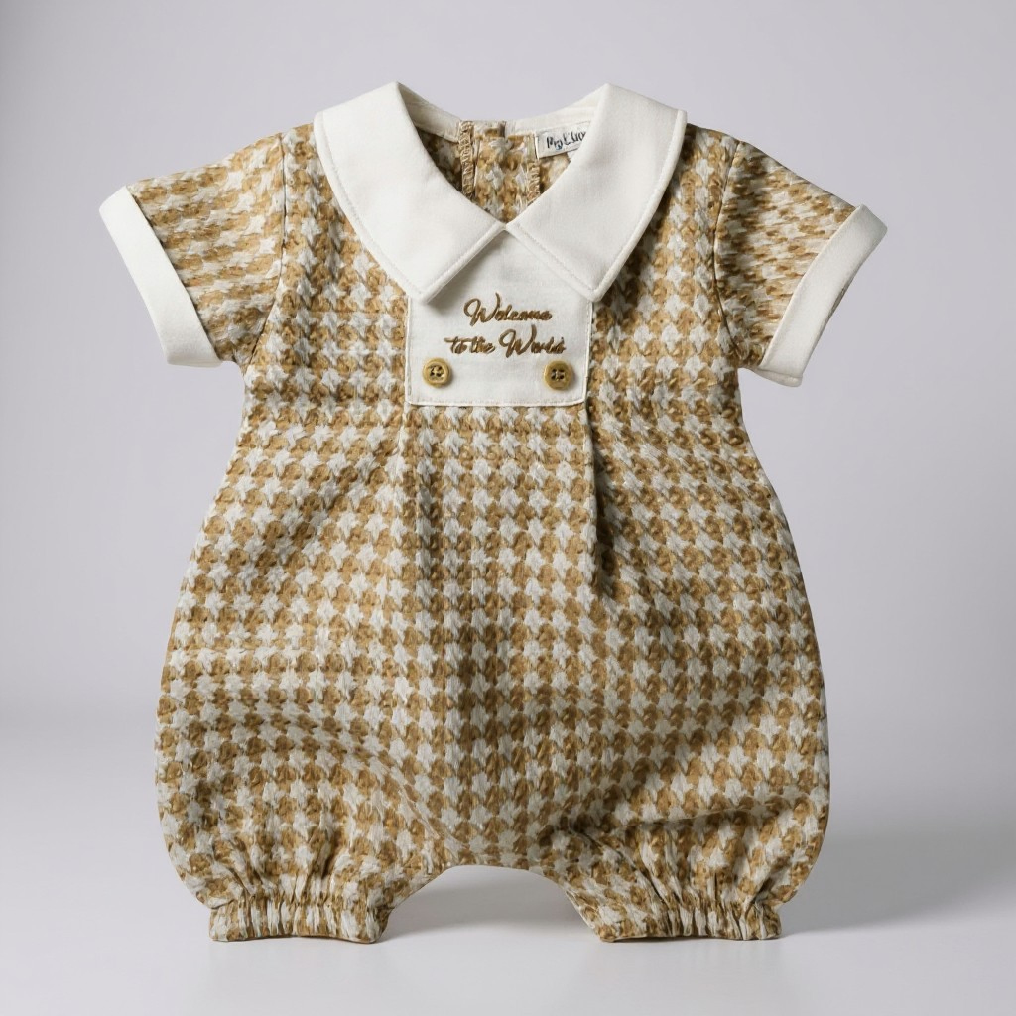 My Little Chick Bis-2120-6322 5035320163222 ML2120-6322T "Welcome" Dogtooth Romper (NB-6 months)