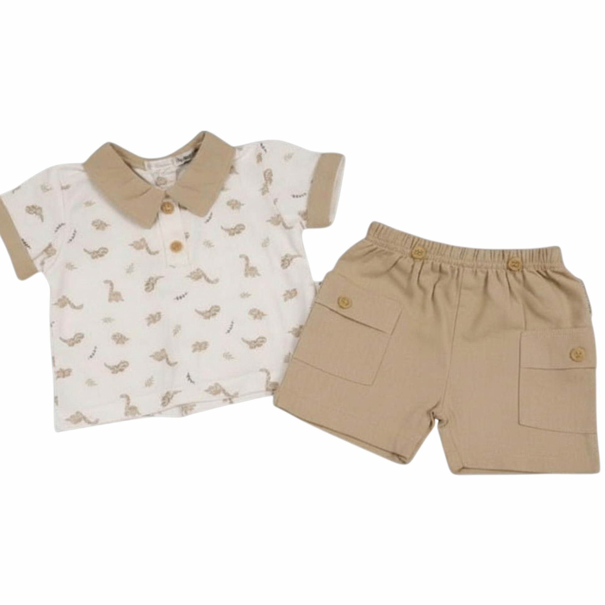My Little Chick Bis-2120-6327 503532063277 ML2120-6327T "Dinosaur" Linen Shorts Set (NB-6m)