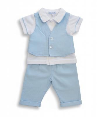 My Little Chick Bis-2120-6331 5035320163314 ML2120-6331-S Linen Waistcoat 3 Piece Set (NB-6 months)