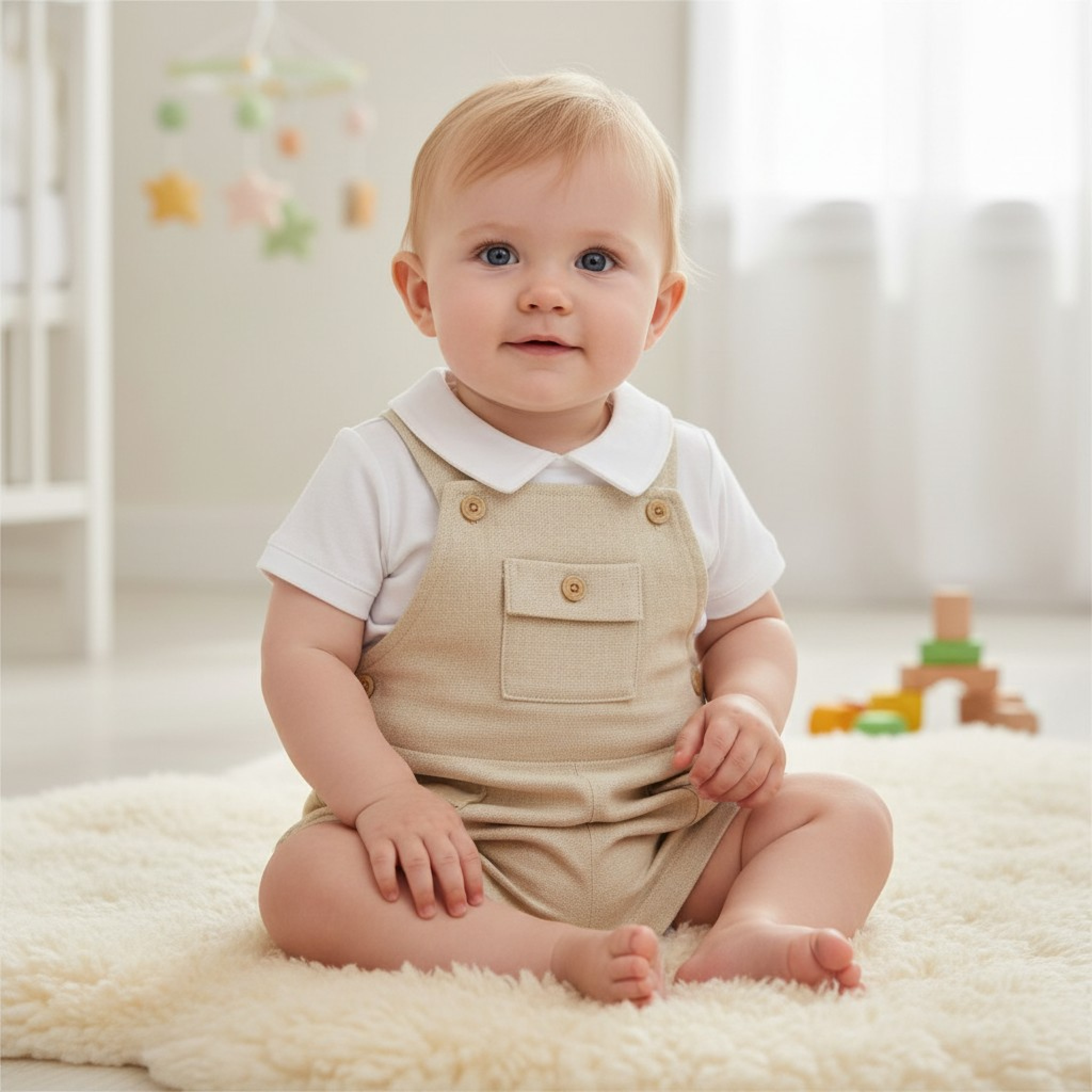 My Little Chick Bis-2120-6334 5035320163345 ML2120-6334-T Short Dungaree Set (NB-6 months)