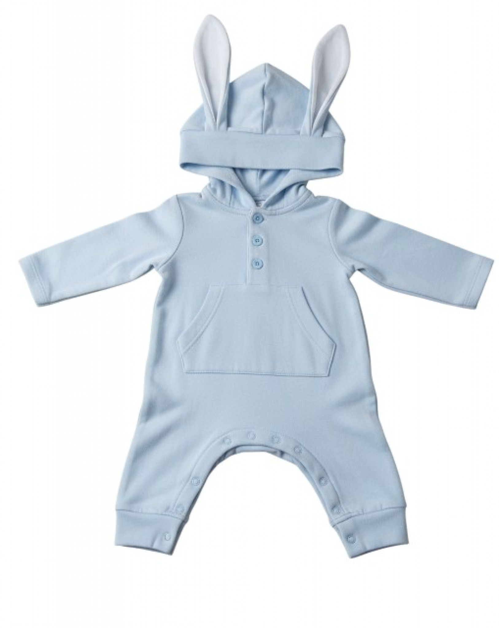 My Little Chick 2120-6335W NB = 5035320063355, 0-3 = 5035320363356, 3-6m = 5035320663357, 6-9m = 5035320963358 ML2120-6335_S Sky Hooded Romper with Ears  (NB-9m Choose)