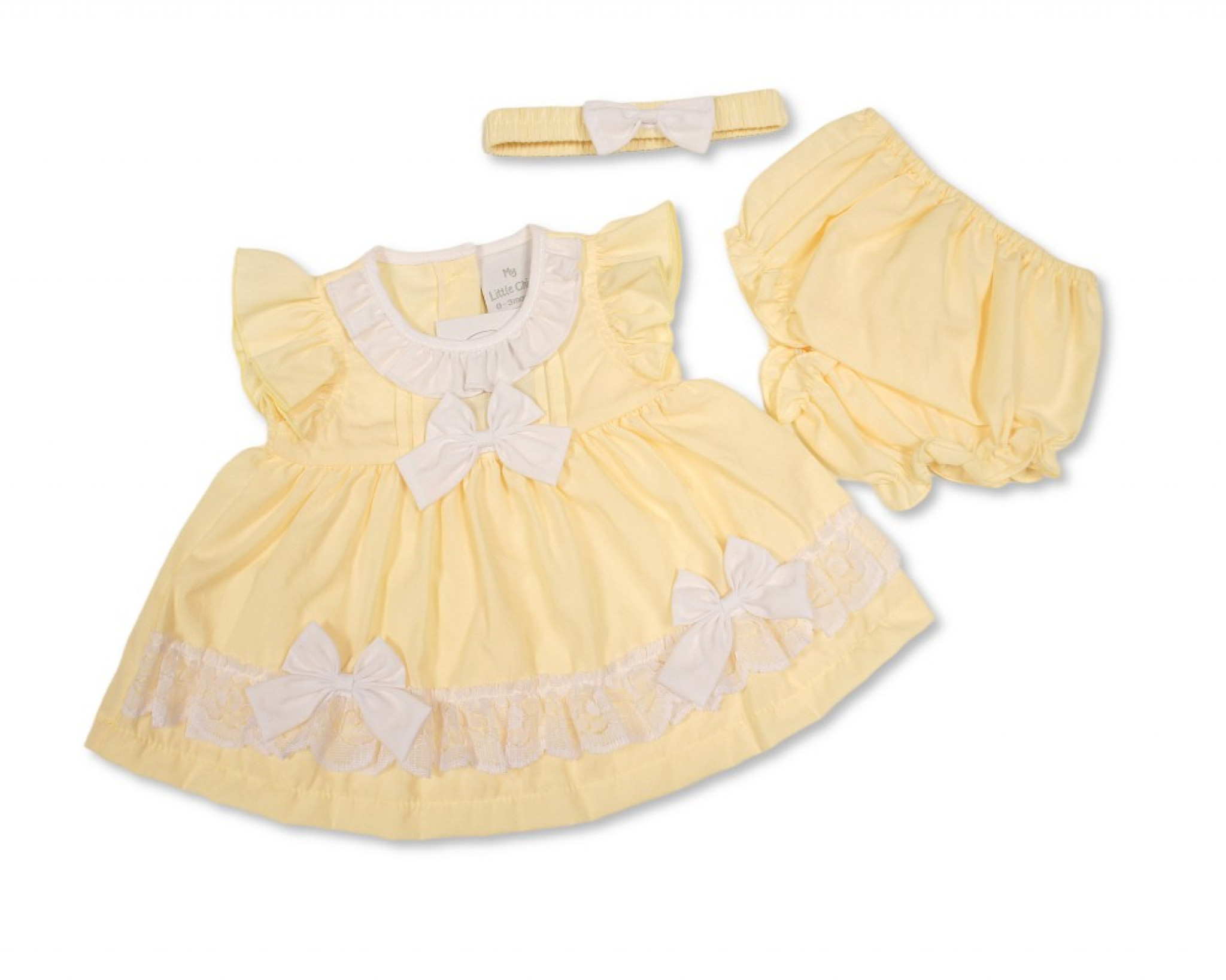 My Little Chick BIS2120-6361 5035320063614 ML2120-6361 "Bows and Lace" Dress Set (Newborn - 6m)