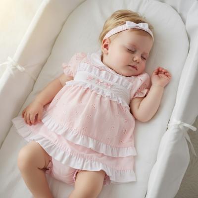 ML2120-6371p  Smocked Broderie Anglaise Dress Set  (6-24m)