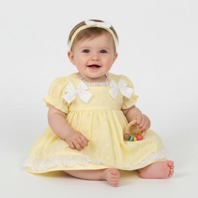 ML2120-6373y  Broderie Anglaise "Bows" Dress Set  (6-24m)