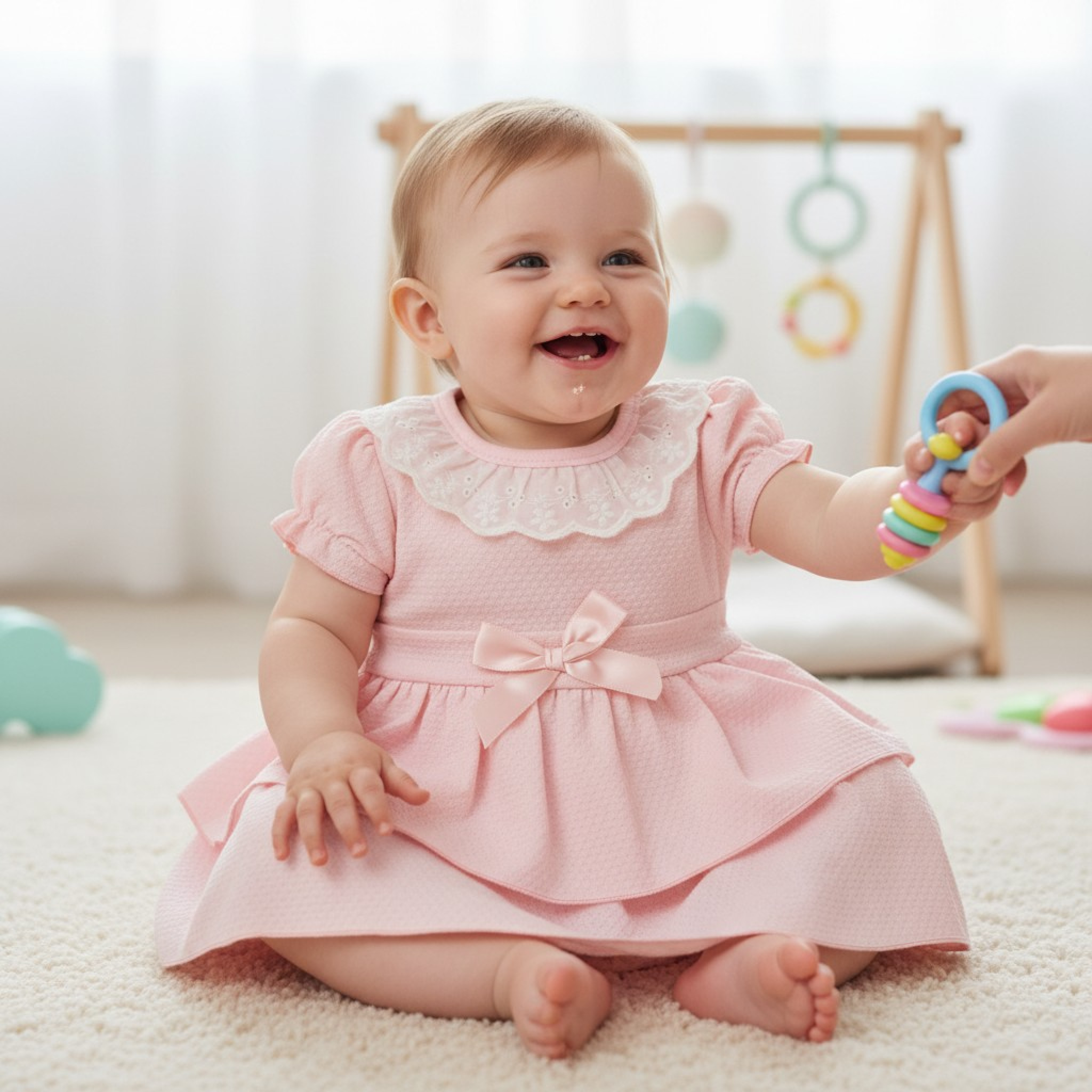 My Little Chick  * ML2120-6404 Honeycomb Tiered Dress  ( Newborn - 9 months)